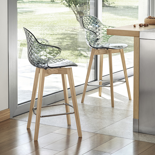 Calligaris Saint Tropez Bar Stool Wood Legs Zoom