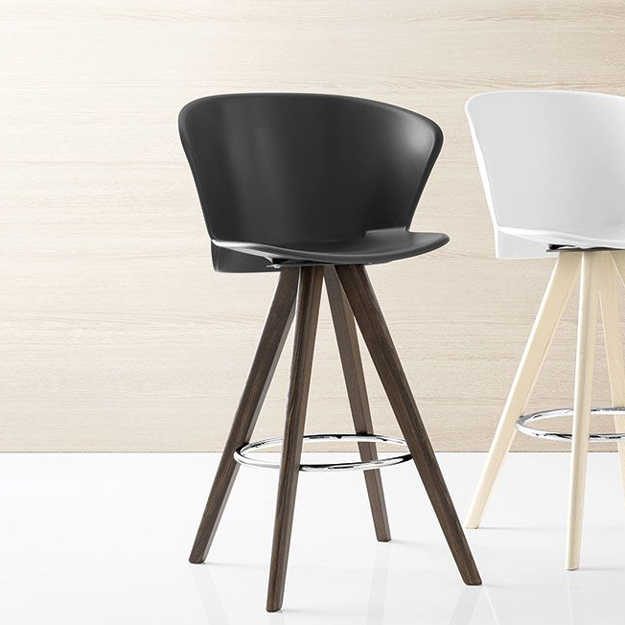 Calligaris Bahia Bar Stool Wood Legs Zoom